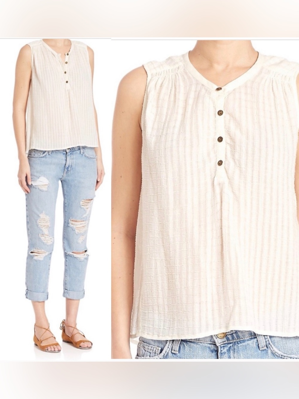 Current / Elliott Camilla Sleeveless Gauze Blouse small